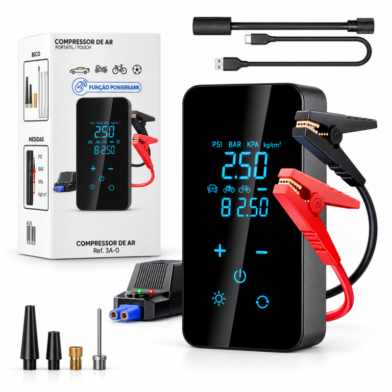B&G Digital Portable Air Compressor with USB-C & LCD Display 360