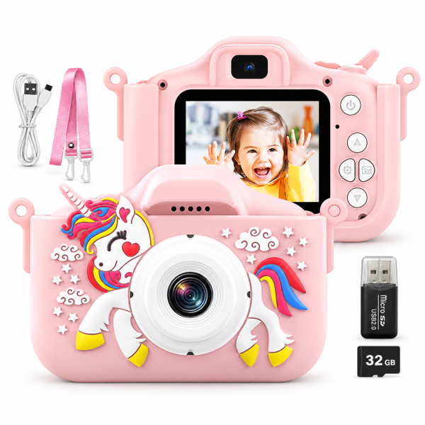Unicorn Kids Digital Camera with 32MP Camera, 1080P Video & 2.62-Inch HD Screen 366